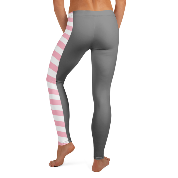 Gray Pink/White-Striped Leggings - Image 2