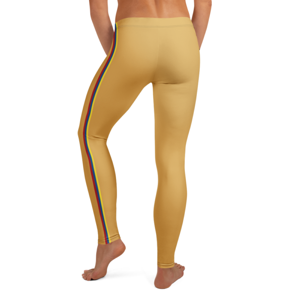 Tan Retro-Striped Leggings - Image 2
