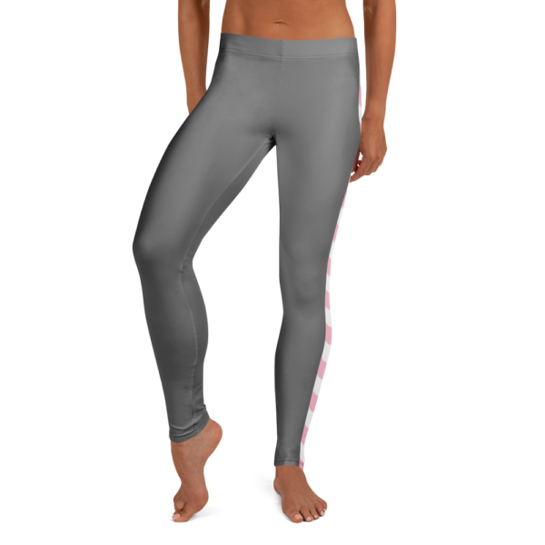 Gray Pink/White-Striped Leggings - Image 3