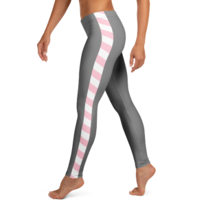 Gray Pink/White-Striped Leggings
