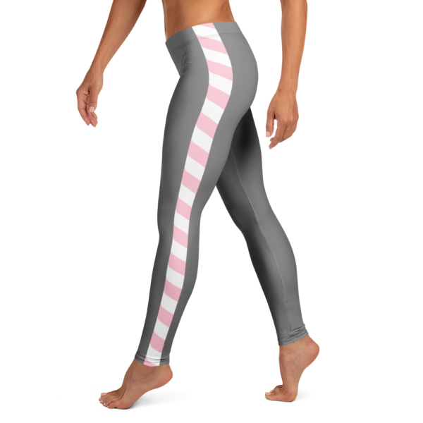 Gray Pink/White-Striped Leggings