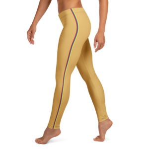 Tan Retro-Striped Leggings