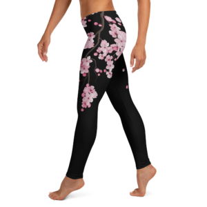 Cherry Blossom Black Leggings