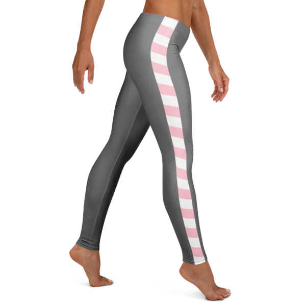 Gray Pink/White-Striped Leggings - Image 4