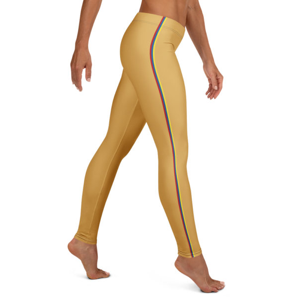 Tan Retro-Striped Leggings - Image 4
