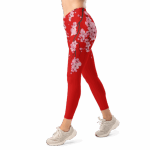 Cherry Blossom Red Leggings