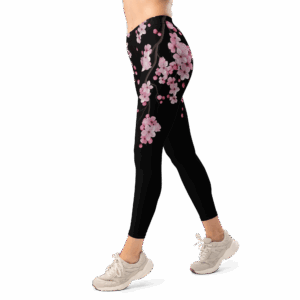 Cherry Blossom Black Leggings